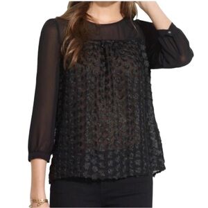 Madewell Black Fringe Flower Top